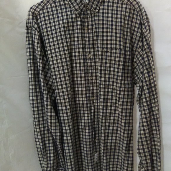 Cactus Men's Button Down Long Sleeve Shirt Color Black/White Plaid Size L - Picture 3 of 6